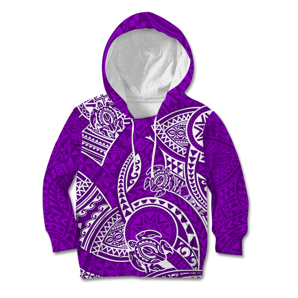 Polynesian Pride Hawaii Kid Hoodie Hawaiian Tribal Honu Purple Version LT14 Hoodie Purple - Polynesian Pride
