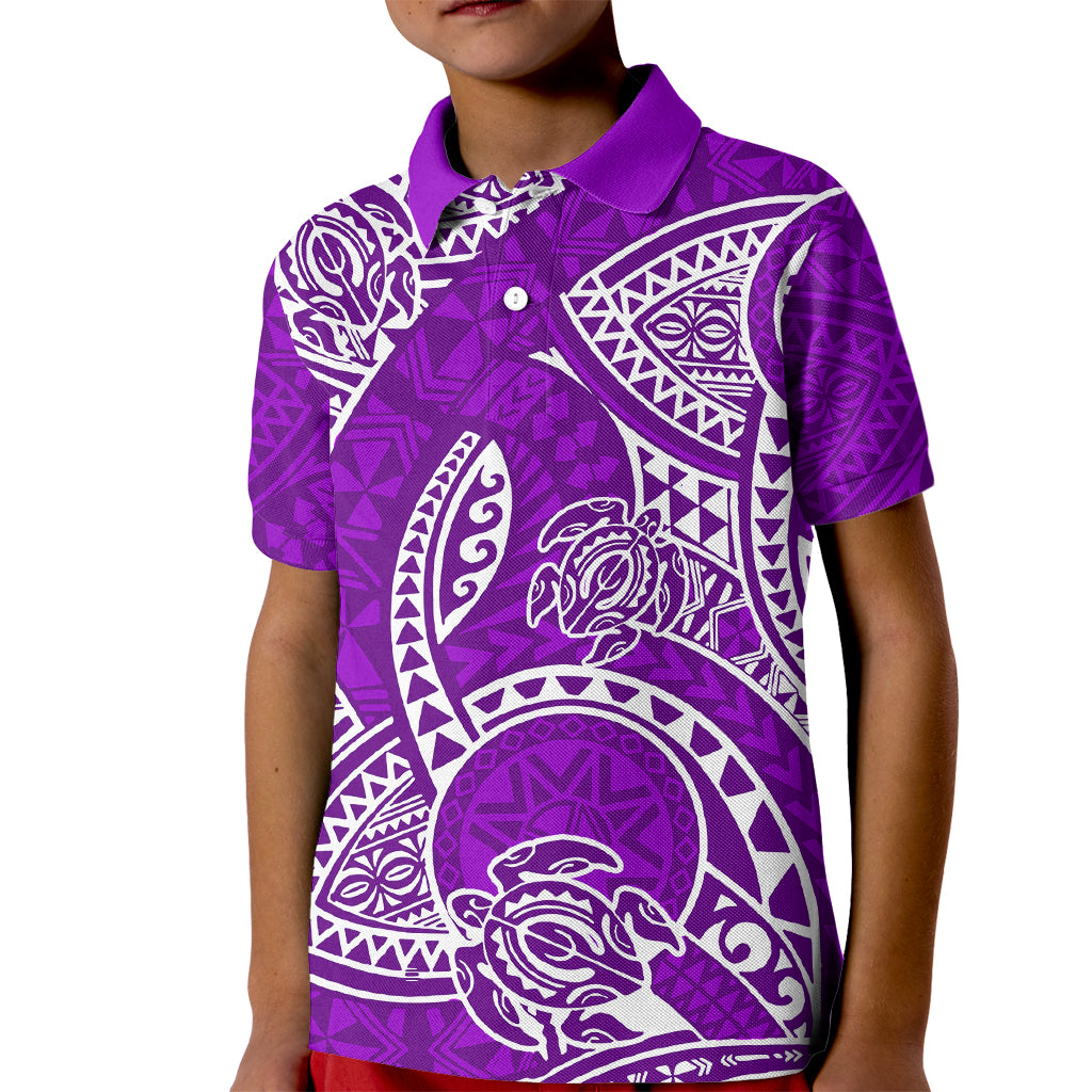 Polynesian Pride Hawaii Kid Polo Shirt Hawaiian Tribal Honu Purple Version LT14 Kid Purple - Polynesian Pride