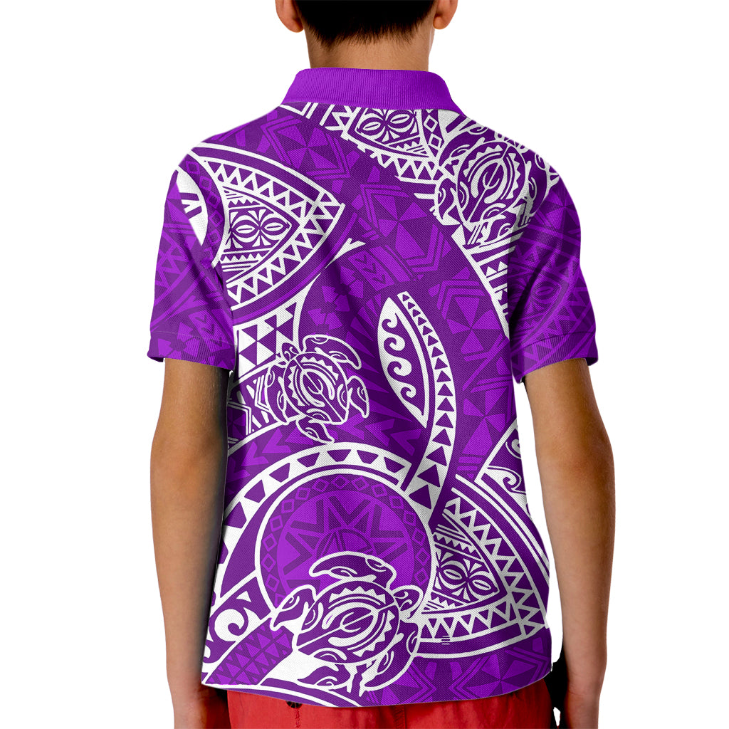 Polynesian Pride Hawaii Kid Polo Shirt Hawaiian Tribal Honu Purple Version LT14 - Polynesian Pride