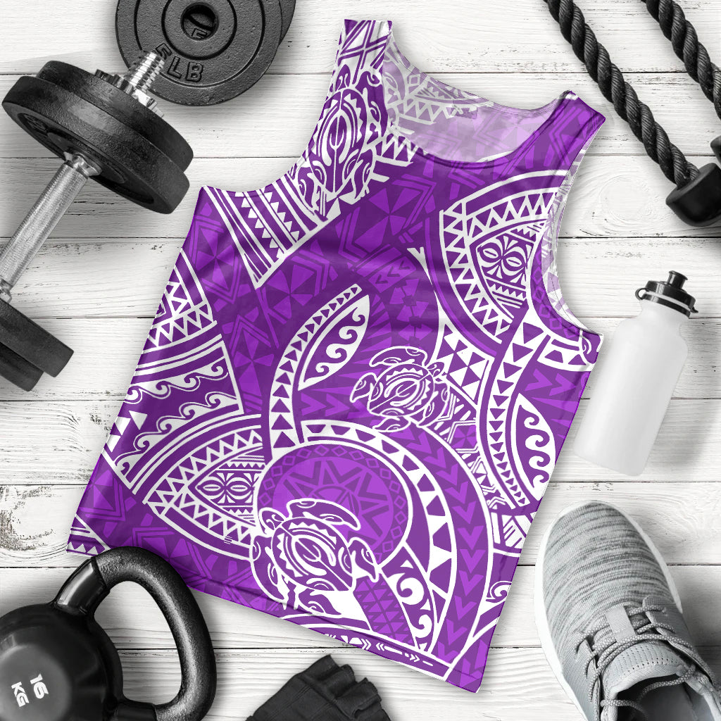 Polynesian Pride Hawaii Men Tank Top Hawaiian Tribal Honu Purple Version LT14 Purple - Polynesian Pride