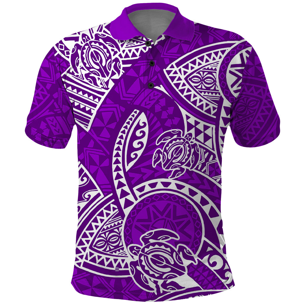 Polynesian Pride Hawaii Polo Shirt Hawaiian Tribal Honu Purple Version LT14 Purple - Polynesian Pride