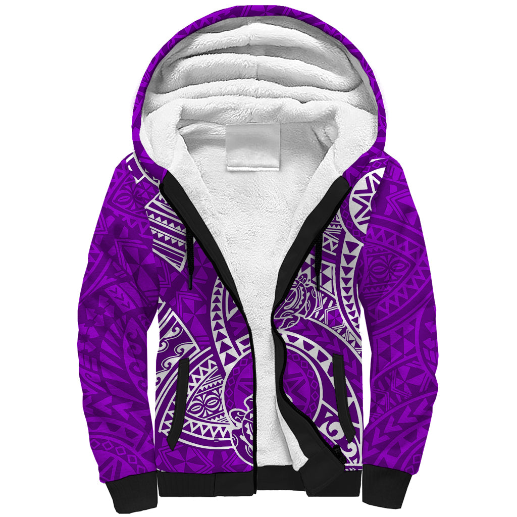 Polynesian Pride Hawaii Sherpa Hoodie Hawaiian Tribal Honu Purple Version LT14 Unisex Purple - Polynesian Pride