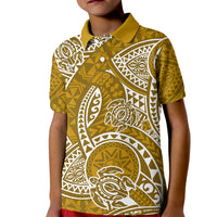 Polynesian Pride Hawaii Kid Polo Shirt Hawaiian Tribal Honu Gold Version LT14 Kid Gold - Polynesian Pride