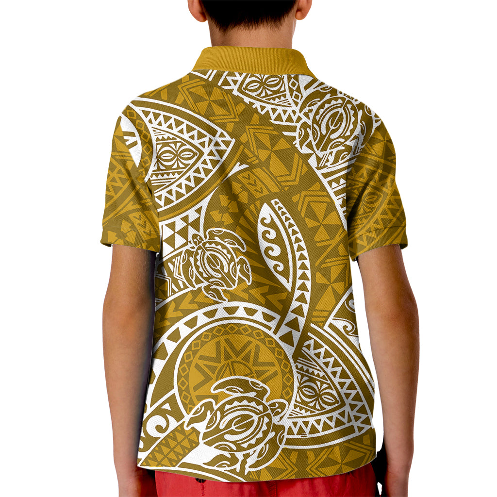Polynesian Pride Hawaii Kid Polo Shirt Hawaiian Tribal Honu Gold Version LT14 - Polynesian Pride