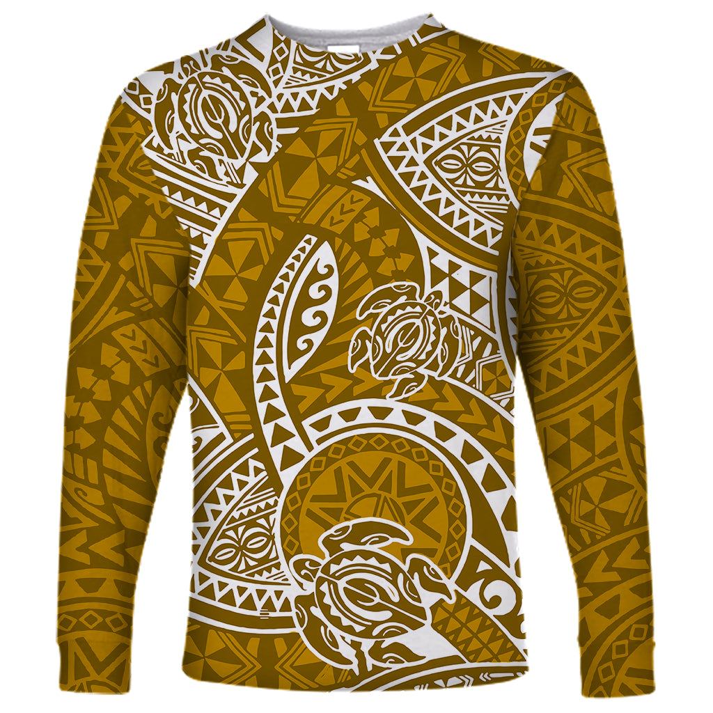 Polynesian Pride Hawaii Long Sleeve Shirt Hawaiian Tribal Honu Gold Version LT14 Unisex Gold - Polynesian Pride