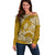 Polynesian Pride Hawaii Off Shoulder Sweater Hawaiian Tribal Honu Gold Version LT14 Women Gold - Polynesian Pride