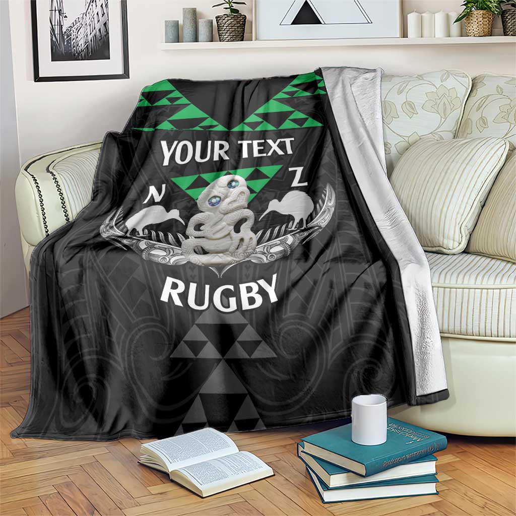 Personalised Aotearoa Rugby Blanket New Zealand Maori Kete Matauranga Pattern