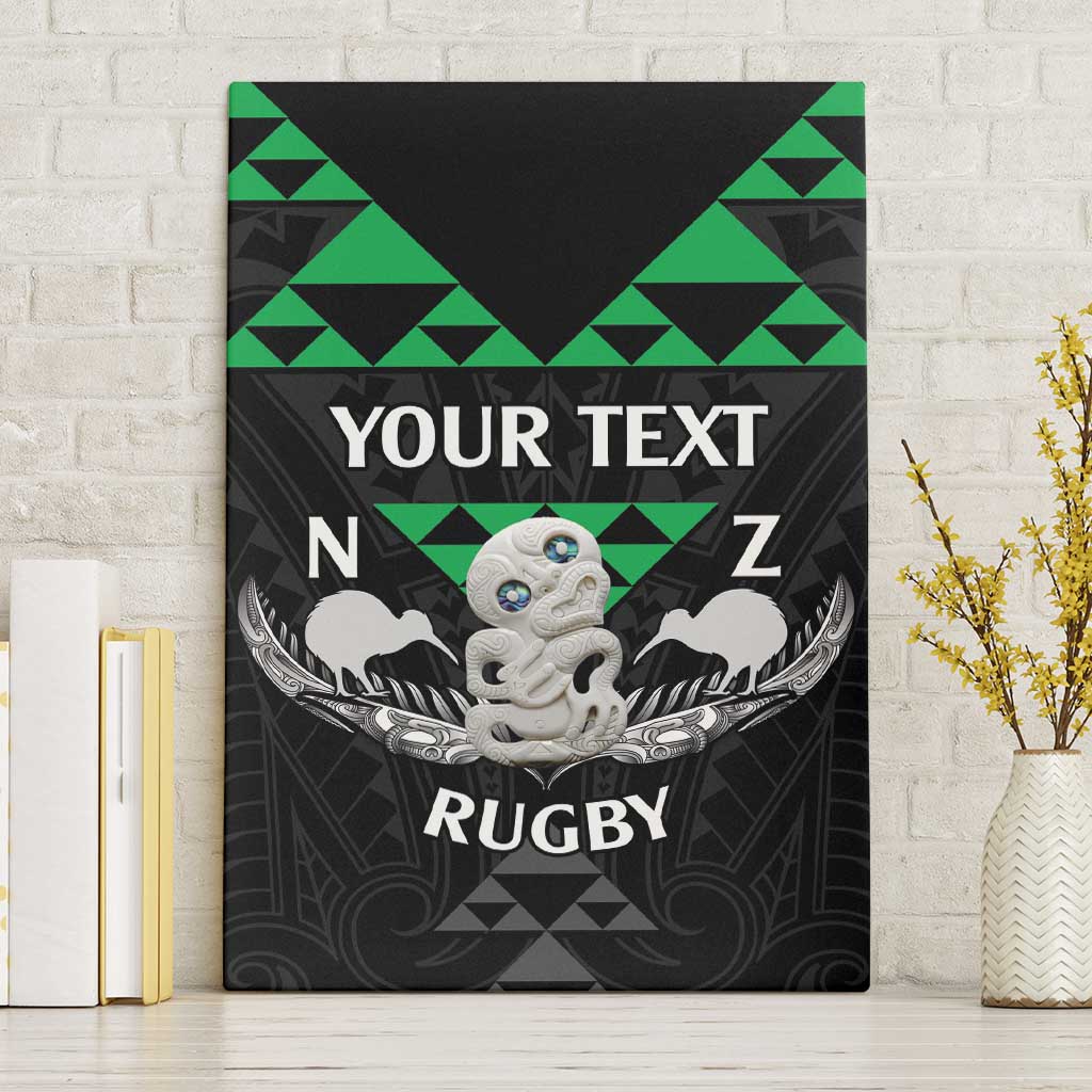 Personalised Aotearoa Rugby Canvas Wall Art New Zealand Maori Kete Matauranga Pattern