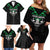 Personalised Aotearoa Rugby Family Matching Off Shoulder Short Dress and Hawaiian Shirt New Zealand Maori Kete Matauranga Pattern