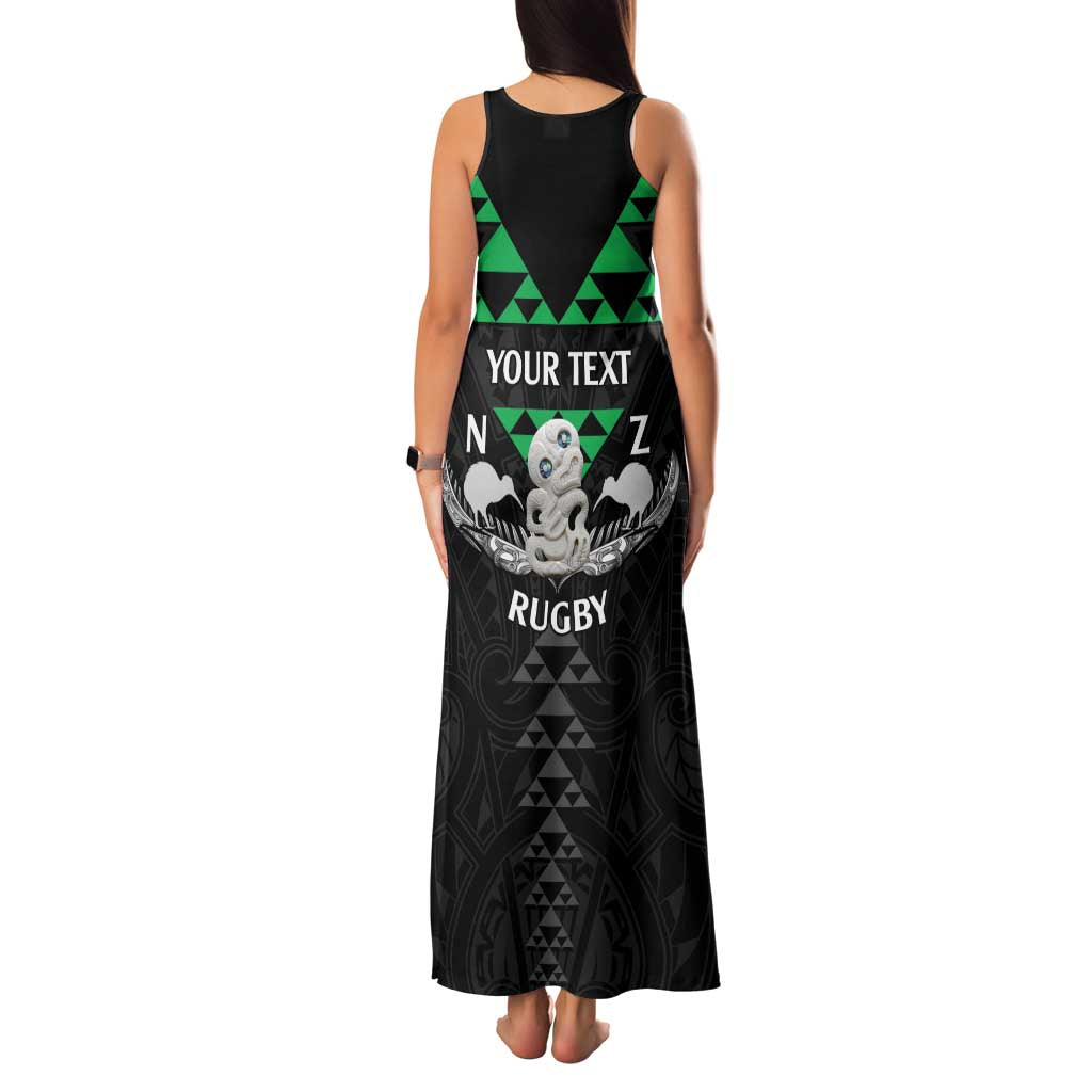 Personalised Aotearoa Rugby Family Matching Tank Maxi Dress and Hawaiian Shirt New Zealand Maori Kete Matauranga Pattern
