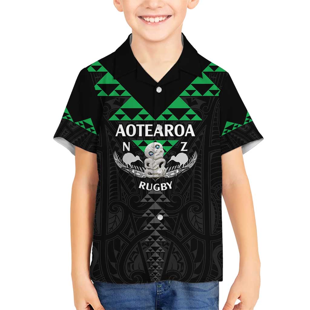 Personalised Aotearoa Rugby Family Matching Tank Maxi Dress and Hawaiian Shirt New Zealand Maori Kete Matauranga Pattern