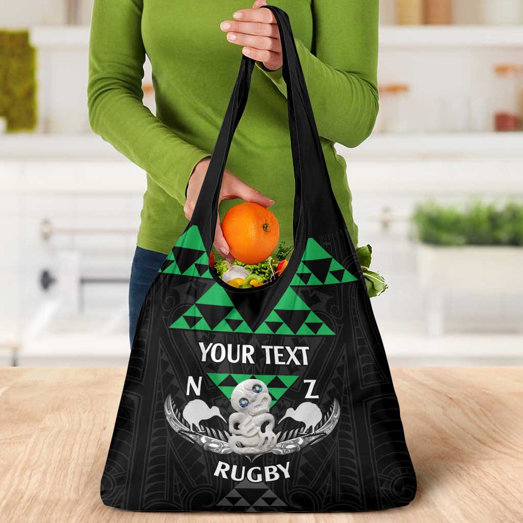 Personalised Aotearoa Rugby Grocery Bag New Zealand Maori Kete Matauranga Pattern