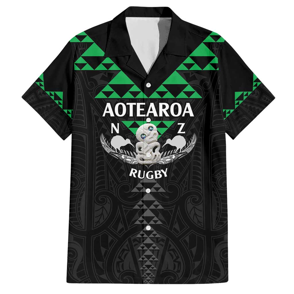 Personalised Aotearoa Rugby Hawaiian Shirt New Zealand Maori Kete Matauranga Pattern