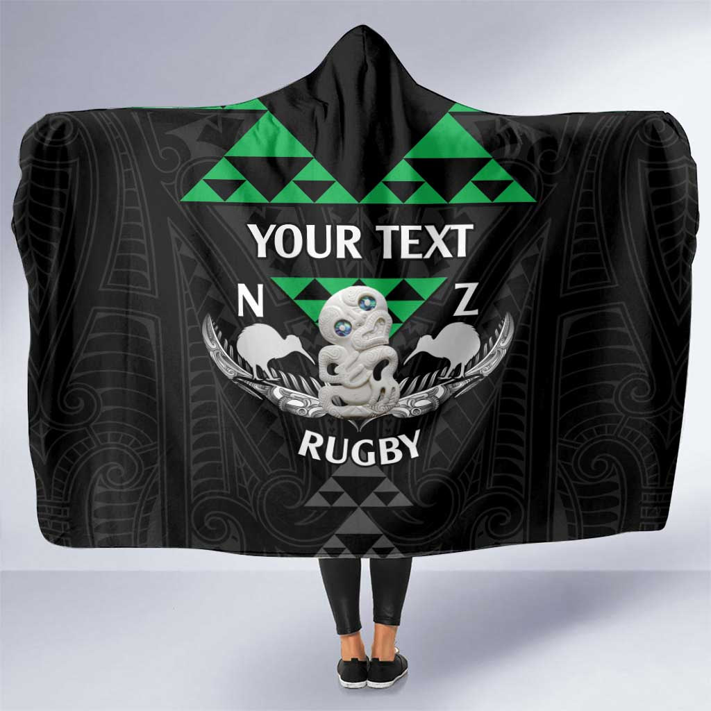 Personalised Aotearoa Rugby Hooded Blanket New Zealand Maori Kete Matauranga Pattern