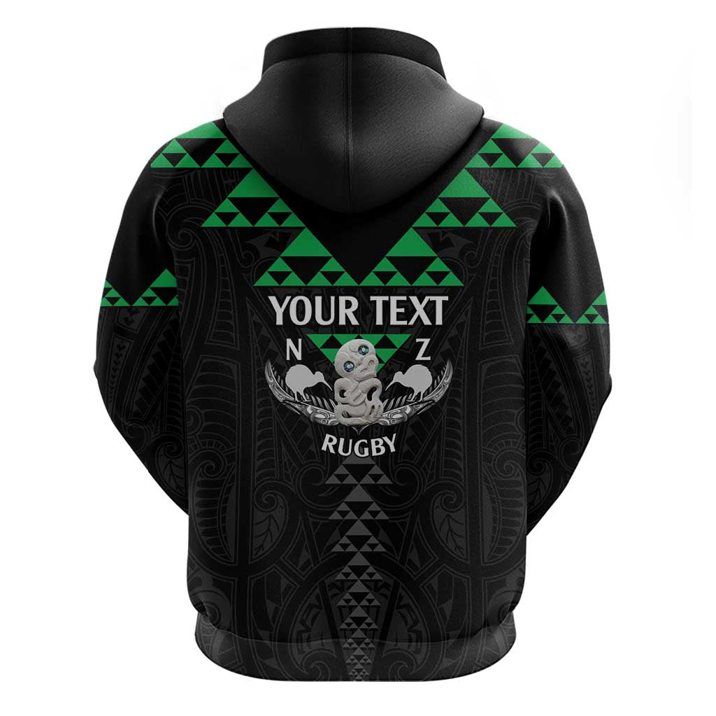 Personalised Aotearoa Rugby Hoodie New Zealand Maori Kete Matauranga Pattern