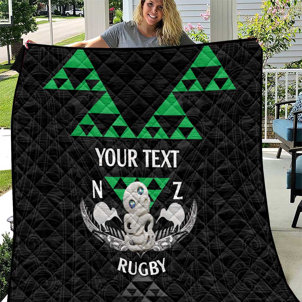 Personalised Aotearoa Rugby Quilt New Zealand Maori Kete Matauranga Pattern