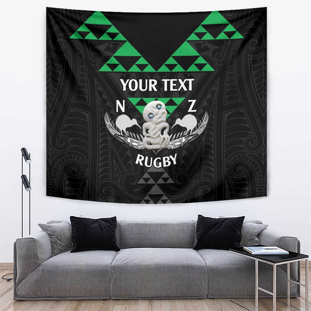 Personalised Aotearoa Rugby Tapestry New Zealand Maori Kete Matauranga Pattern