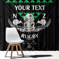 Personalised Aotearoa Rugby Window Curtain New Zealand Maori Kete Matauranga Pattern