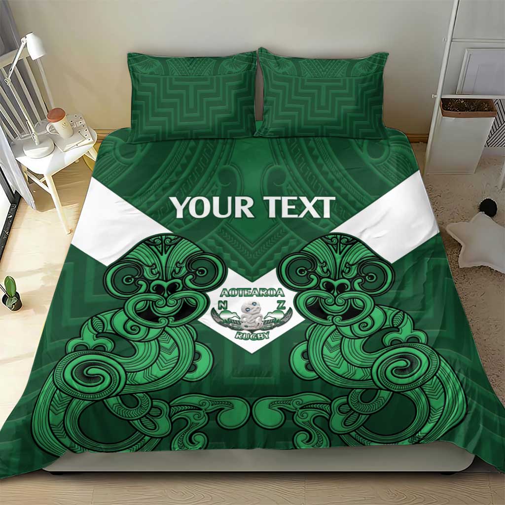 Custom Aotearoa Rugby Bedding Set New Zealand Maori Kete Poutama Pattern