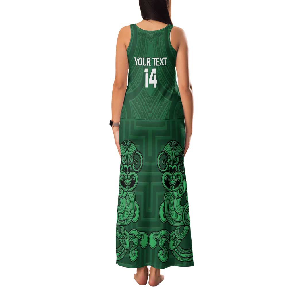 Custom Aotearoa Rugby Family Matching Tank Maxi Dress and Hawaiian Shirt New Zealand Maori Kete Poutama Pattern