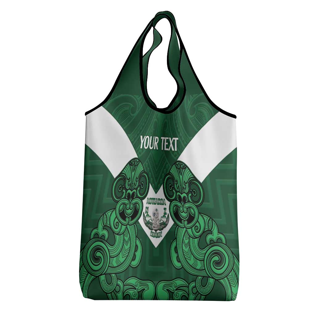 Custom Aotearoa Rugby Grocery Bag New Zealand Maori Kete Poutama Pattern