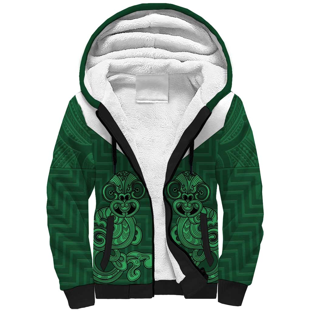 Custom Aotearoa Rugby Sherpa Hoodie New Zealand Maori Kete Poutama Pattern