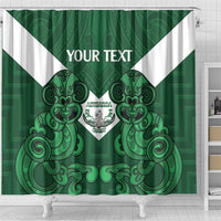Custom Aotearoa Rugby Shower Curtain New Zealand Maori Kete Poutama Pattern