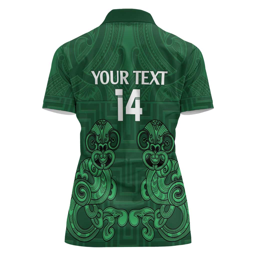 Custom Aotearoa Rugby Women Polo Shirt New Zealand Maori Kete Poutama Pattern