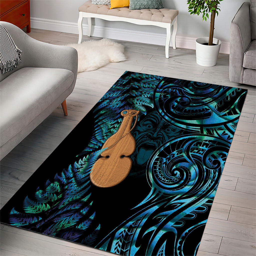 Kotiate New Zealand Area Rug Maori Weapon Paua Shell Haka Fern