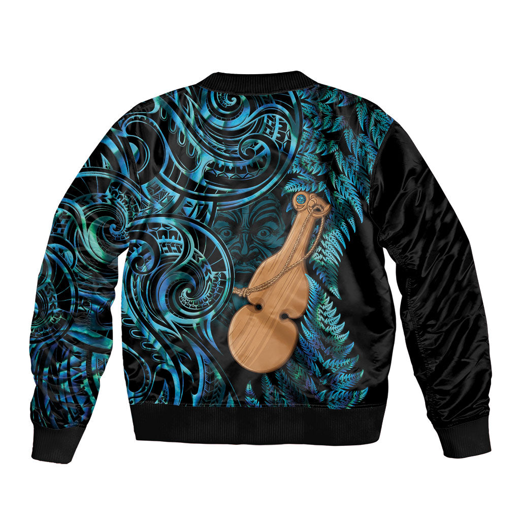 Kotiate New Zealand Bomber Jacket Maori Weapon Paua Shell Haka Fern