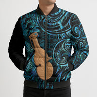 Kotiate New Zealand Bomber Puffer Jacket Maori Weapon Paua Shell Haka Fern
