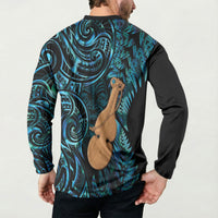 Kotiate New Zealand Button Sweatshirt Maori Weapon Paua Shell Haka Fern