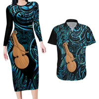 Kotiate New Zealand Couples Matching Long Sleeve Bodycon Dress and Hawaiian Shirt Maori Weapon Paua Shell Haka Fern