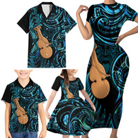 Kotiate New Zealand Family Matching Short Sleeve Bodycon Dress and Hawaiian Shirt Maori Weapon Paua Shell Haka Fern