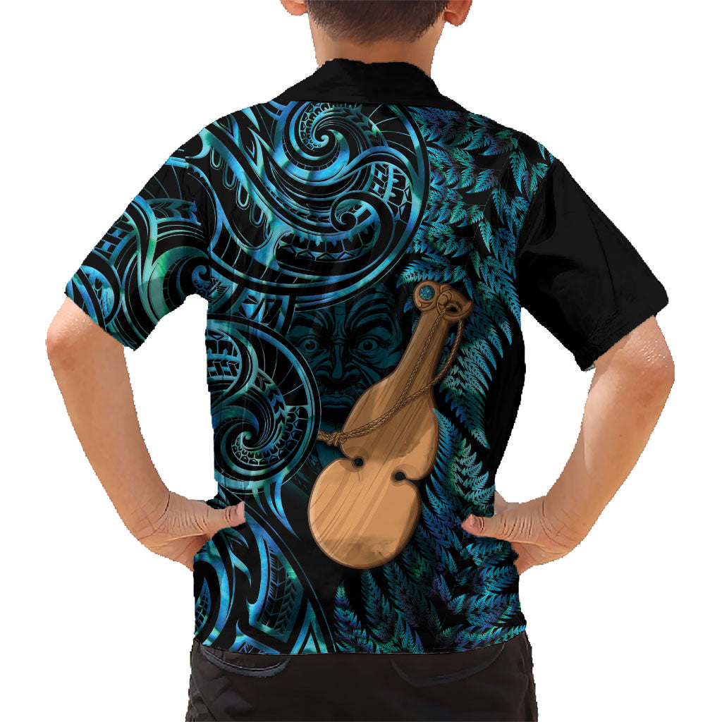 Kotiate New Zealand Family Matching Summer Maxi Dress and Hawaiian Shirt Maori Weapon Paua Shell Haka Fern