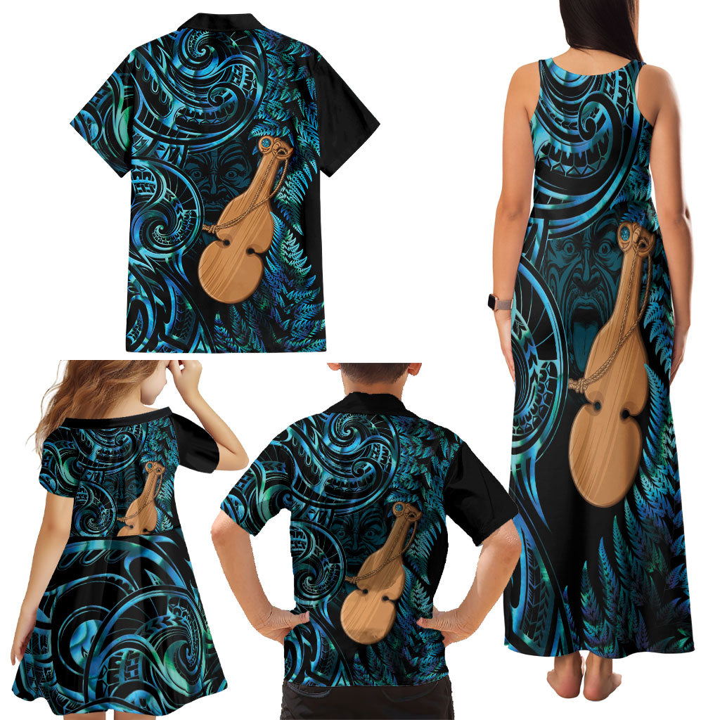 Kotiate New Zealand Family Matching Tank Maxi Dress and Hawaiian Shirt Maori Weapon Paua Shell Haka Fern