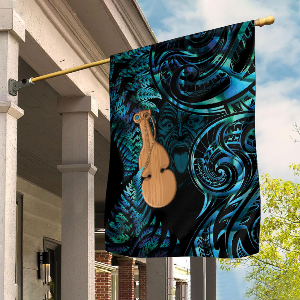 Kotiate New Zealand Garden Flag Maori Weapon Paua Shell Haka Fern
