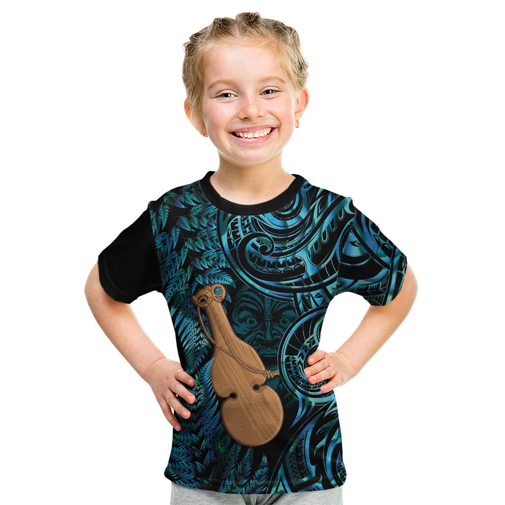 Kotiate New Zealand Kid T Shirt Maori Weapon Paua Shell Haka Fern LT14 Turquoise - Polynesian Pride