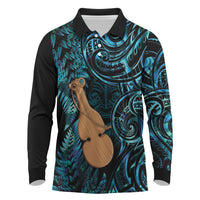 Kotiate New Zealand Long Sleeve Polo Shirt Maori Weapon Paua Shell Haka Fern