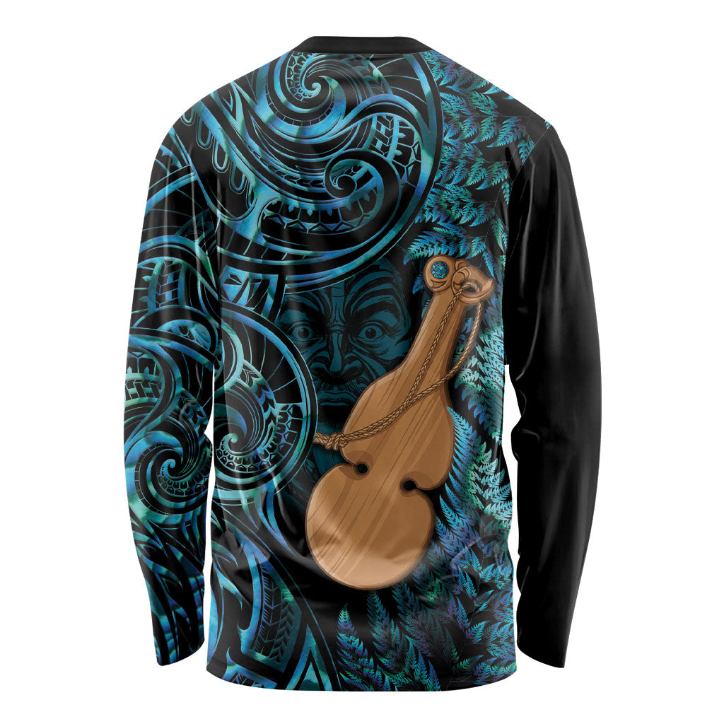Kotiate New Zealand Long Sleeve Shirt Maori Weapon Paua Shell Haka Fern