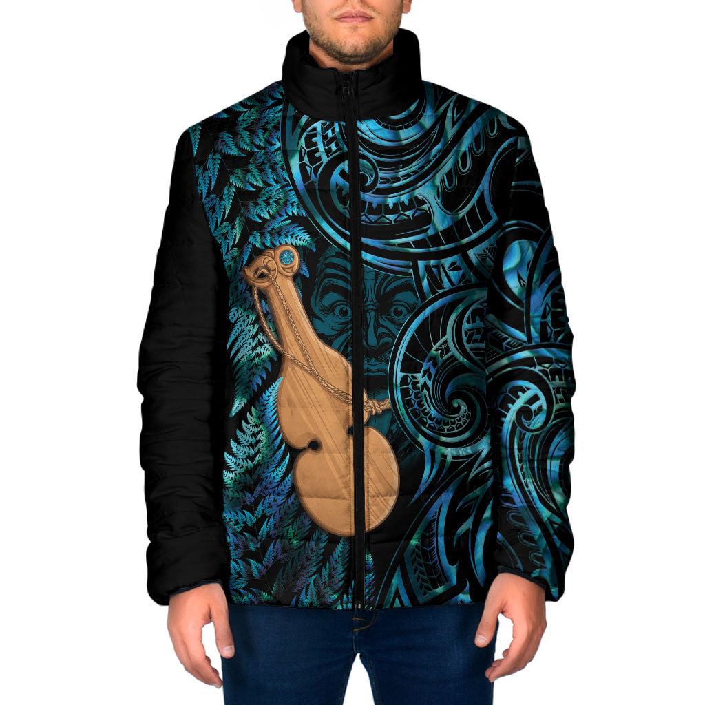 Kotiate New Zealand Padded Jacket Maori Weapon Paua Shell Haka Fern