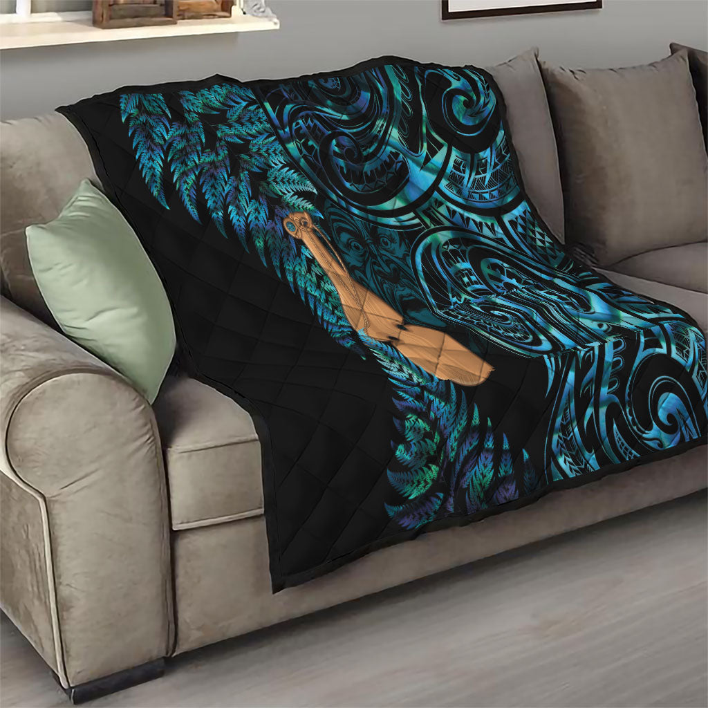 Kotiate New Zealand Quilt Maori Weapon Paua Shell Haka Fern