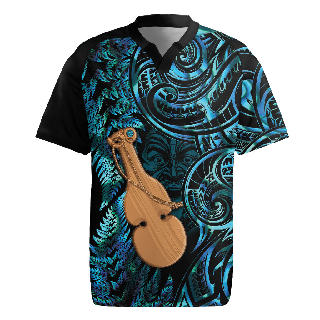 Kotiate New Zealand Rugby Jersey Maori Weapon Paua Shell Haka Fern