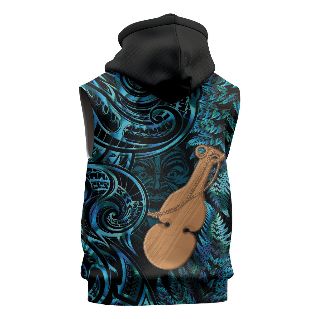Kotiate New Zealand Sleeveless Hoodie Maori Weapon Paua Shell Haka Fern