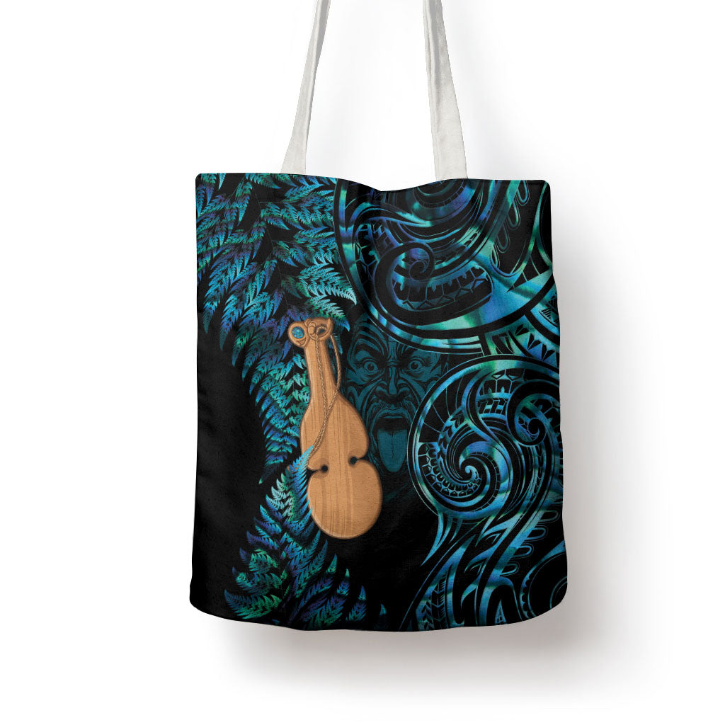 Kotiate New Zealand Tote Bag Maori Weapon Paua Shell Haka Fern