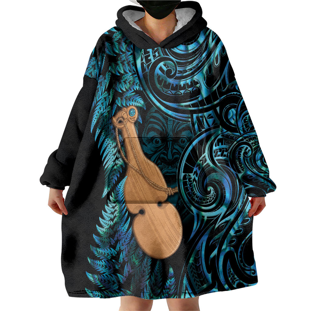 Kotiate New Zealand Wearable Blanket Hoodie Maori Weapon Paua Shell Haka Fern