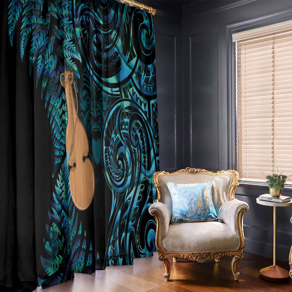Kotiate New Zealand Window Curtain Maori Weapon Paua Shell Haka Fern