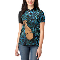 Kotiate New Zealand Women Polo Shirt Maori Weapon Paua Shell Haka Fern