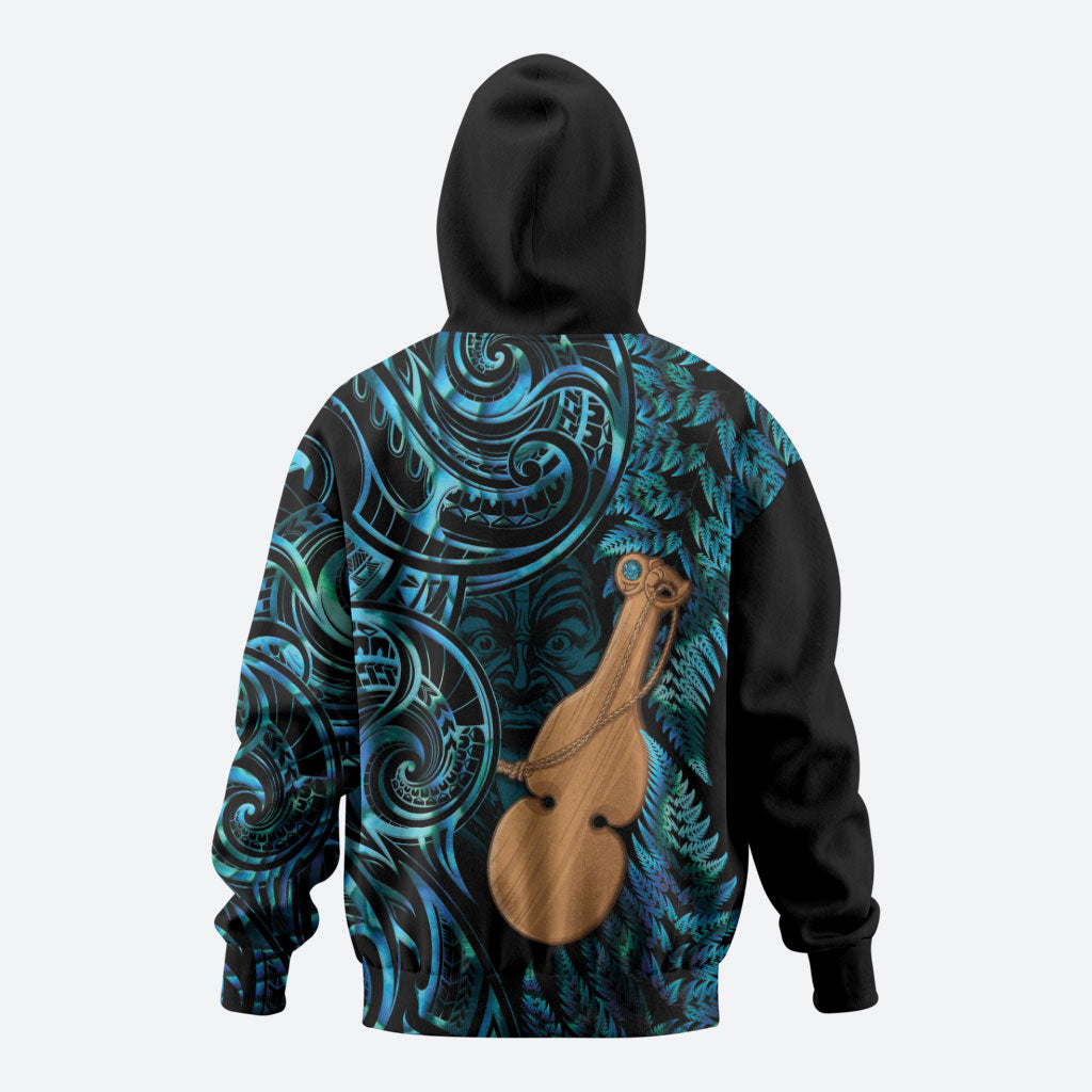 Kotiate New Zealand Zip Hoodie Maori Weapon Paua Shell Haka Fern