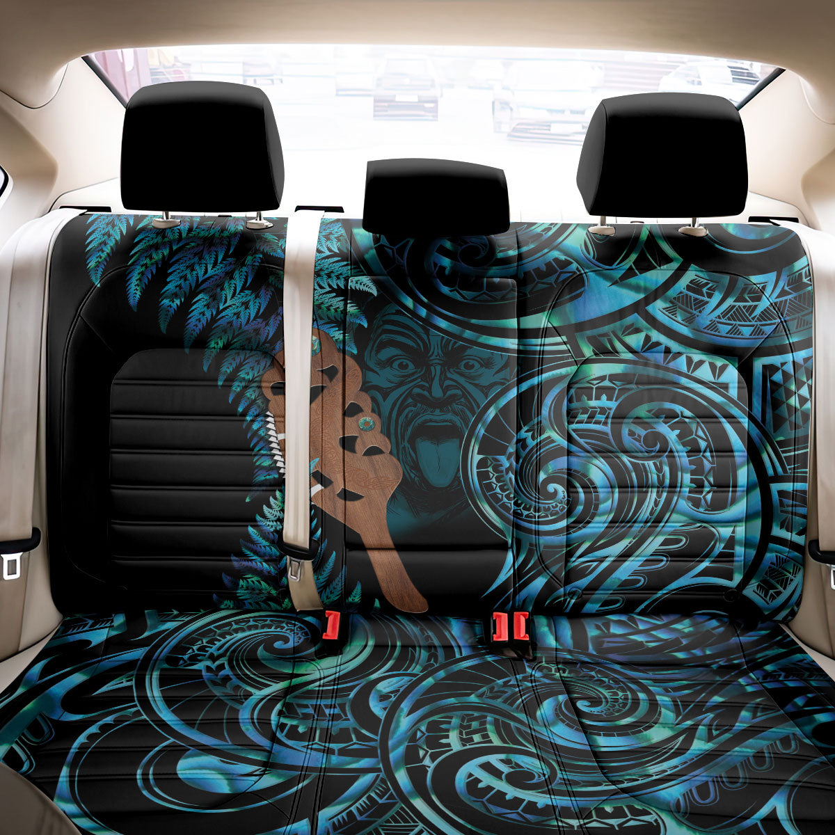 Maripi New Zealand Back Car Seat Cover Maori Weapon Paua Shell Haka Fern